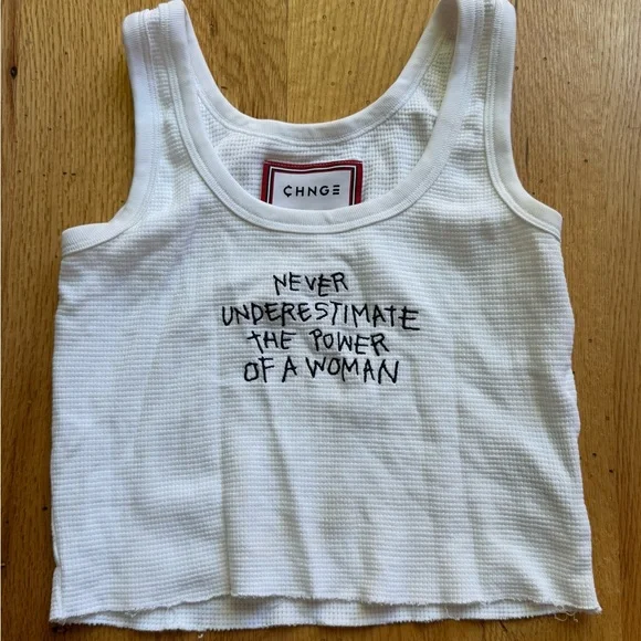 CHNGE White Crop Tank Top - Picture 1 of 3